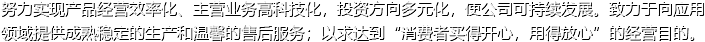 努力實(shí)現(xiàn)產(chǎn)品經(jīng)營(yíng)高效化、主營(yíng)業(yè)務(wù)高科技化，投資方向多元化，促進(jìn)公司可持續(xù)發(fā)展。致力于向應(yīng)用